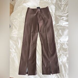 Vici Brown Faux Leather Flare Pants